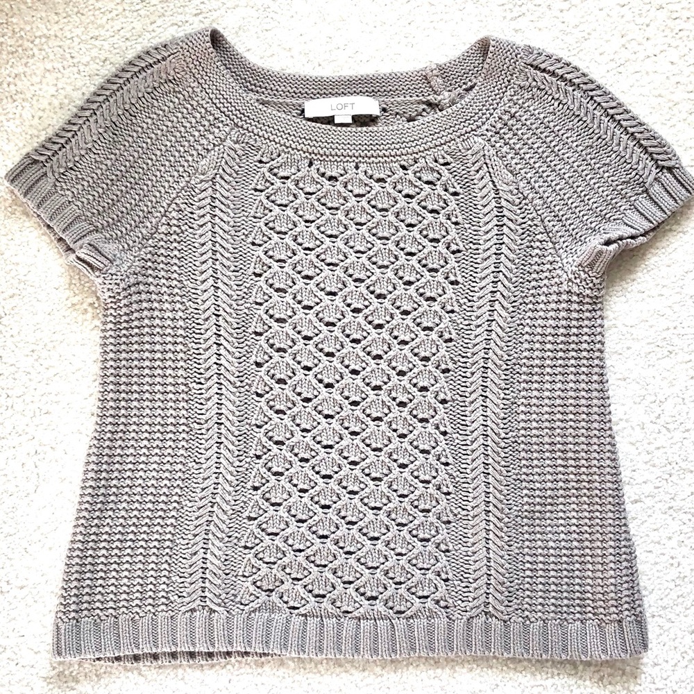 VGUC Ann Taylor Loft Gray Knit SL Sweater Sz XS